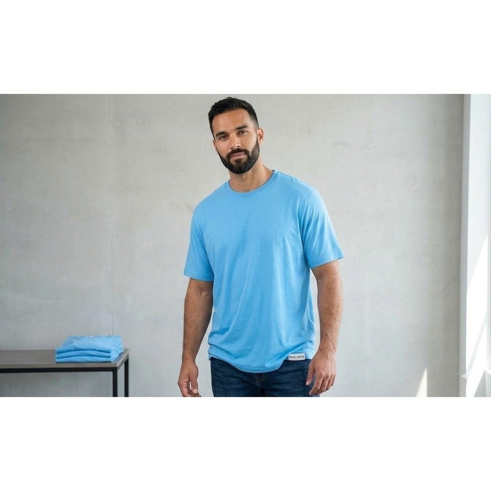 Royal Avalon Mens XL Bamboo Cotton UPF‎ 50+ Sun Protection T-Shirt Sky Blue